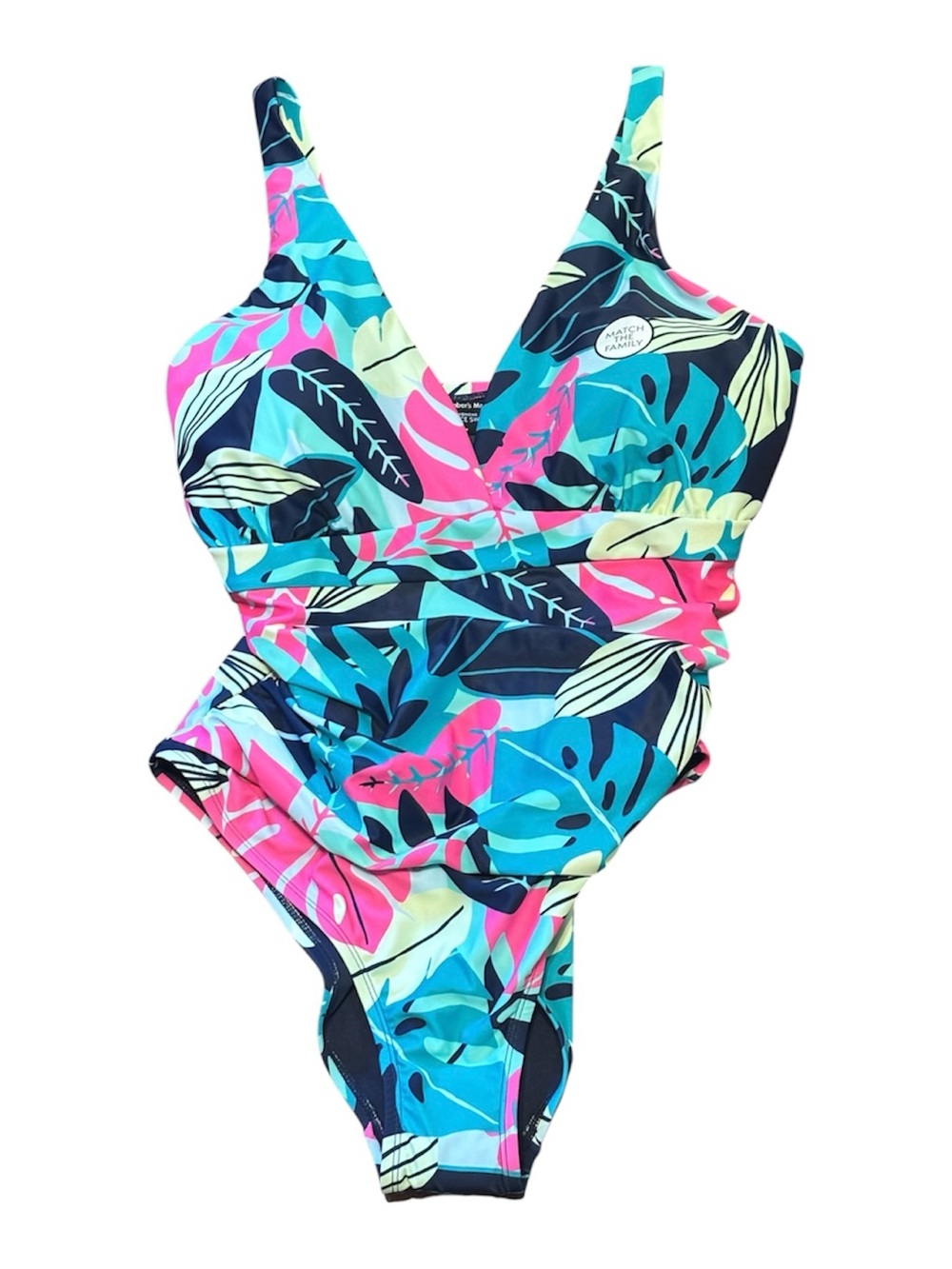 Member’s Mark Tropical Leaf V-Neck One-Piece Swimsuit  Size XL NWT